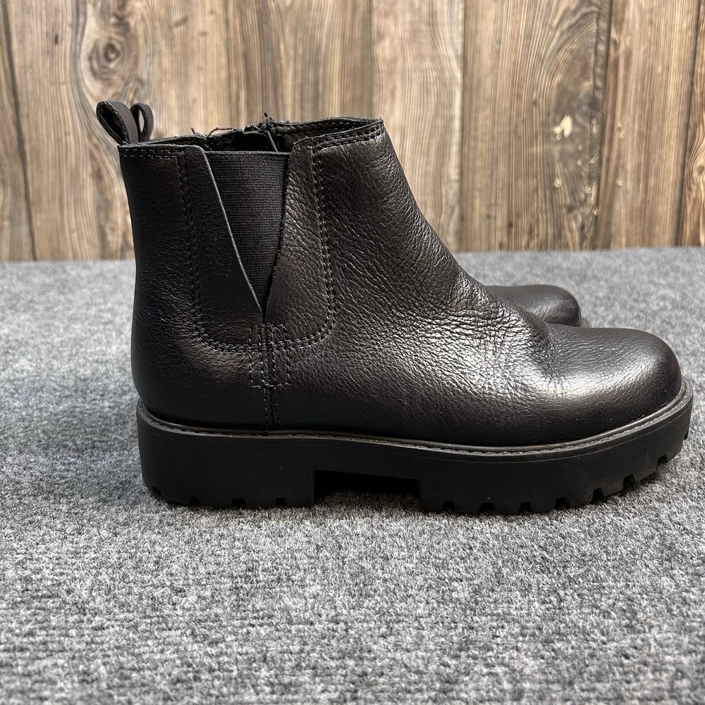 Zodiac Shiloh Lug Sole Ankle Chelsea Boot Black Water Repellent Sz 7.5 Leather